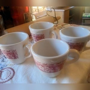 4 mid century Syracuse Strawberry Hill coffee cups